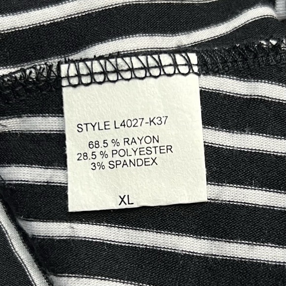 Colette Women's XL Striped Asymmetrical Wrap Maxi Skirt Black White Made In USA - Picture 7 of 8